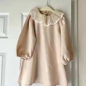 4T Girls' Cream Ruffle Collar Formal Dress